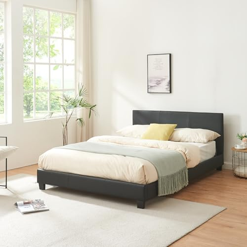Corium Polsterbett Albacete 140x200cm Kunstlederbezug Doppelbett Bett mit Stecklattenrost Schwarz
