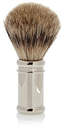 Golddachs - Pennello da barba, 100% setole di tasso, metallo, argento