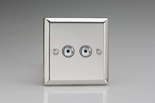 Varilight Mirror Chrome Classic V-Pro IR 2 Gang 2 x 100W LED Multi-Way Remote/Touch Control Dimmer Master Unit …