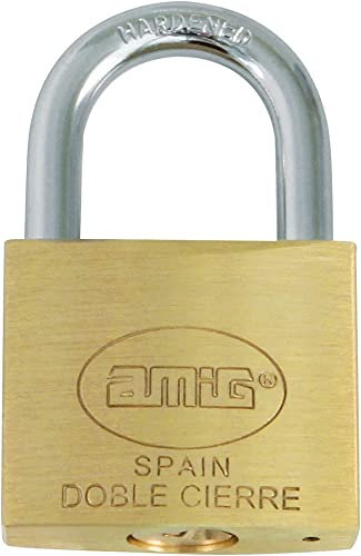 Amig - Candado de seguridad - Incluye 2 llaves - Latón y arco de Acero tratado - Para taquillas y puertas de gimnasio, talleres, garajes - Doble cierre - Ancho: 70 mm