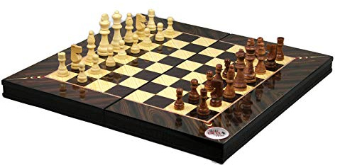 Chessgammon BACKGAMMON SET CHESS SET NEW WOODEN BOARD GAME SET WALNUT WITH CHESS AND BACKGAMMON PIECES - 20