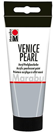 Marabu 12600050775 - Acryl Perlglanzfarbe, Venice Pearl Perlmutt grau 100 ml, auf Wasserbasis, lichtecht, wetterfest, schnell trocknend, zum Pinseln und Tupfen auf saugenden Untergründen