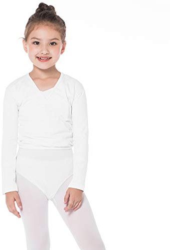 Bezioner Cache-Coeur de Danse Coton Veste de Ballet Manches Longues Manteau pour Enfants Filles Femmes Blanc M