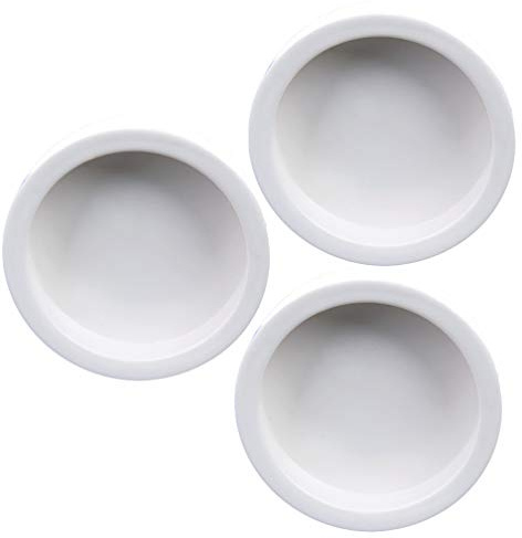 3pcs Reptile Food Water Bowls Worm Dishes Escape-Proof Feeding Dishes Skid Ceramic Food Bowls for Small Animal (White Small Round)