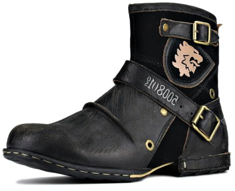 Herr Stövlar Chukka Motorcykel Boots för Män Vandring Combat Ankel Biker Dragkedja Mode Känga Svart Brun OS-5008-1-A1B1D1D2D