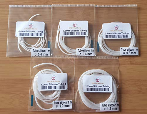 SRG Pole Floats Pole Float Silicone Pack 1 Metre each of 0.4mm / 0.6mm / 0.8mm / 1.0mm and 1.2mm