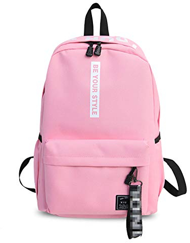 FANDARE Unisex Zaini Casual Zainetto Ragazzi Ragazze Zaino Scuola Borsa da scuola Uomo Donna Adolescente Zaini da viaggio Universita Borse a Zaino Casuale Daypack Poliestere Nuovo Rosa