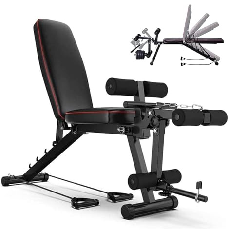 XGG Hantelbank Multifunktion Klappbar, Heimtraining Fitness Trainingsbank Schrägbank Negativbank Flachbank Bankdrücken Multifunktion Übung, Bis 280kg Belastbar.