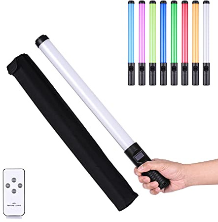 Andoer 20W RGB Handheld LED Video Light, photography lights with 8 Colors Bi-color Temperature 3000K-6500K Dimmable Brightness 0%-100% CRI＞85 with Carrying Bag Remote Control for Studio Photography