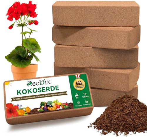 Zeedix Kokoserde 6 Stück (54L) - 100% natürliche & biologische Anzuchterde torffrei & ungedüngt, nährstoffarm für Hochbeete, Terrarien und Pflanzen