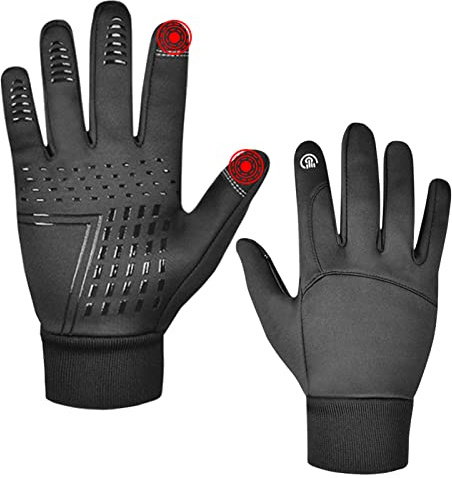 gants velo hiver, Gants à éCran Tactile, Chauds, Coupe-Vent, ImperméAbles Et AntidéRapants, AdaptéS Aux Hommes Et Aux Femmes RandonnéEs En Plein Air Camping, Course, Conduite, Cyclisme (M)