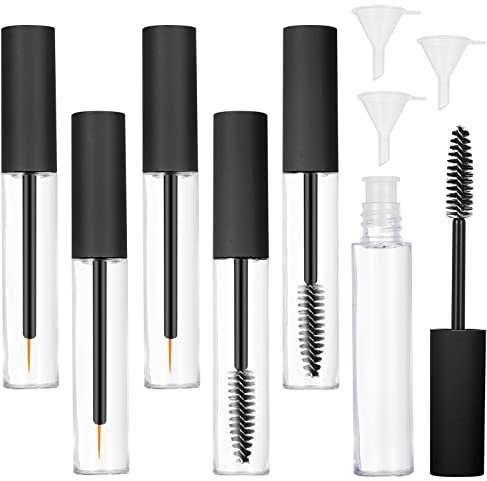ALTcompluser 6 Stück 10 ml Leere Mascara Tube, Nachfüllbare Eyeliner Container Mit Wimpernstab Und Gummitrichtern für DIY Wimperncreme (Schwarz)
