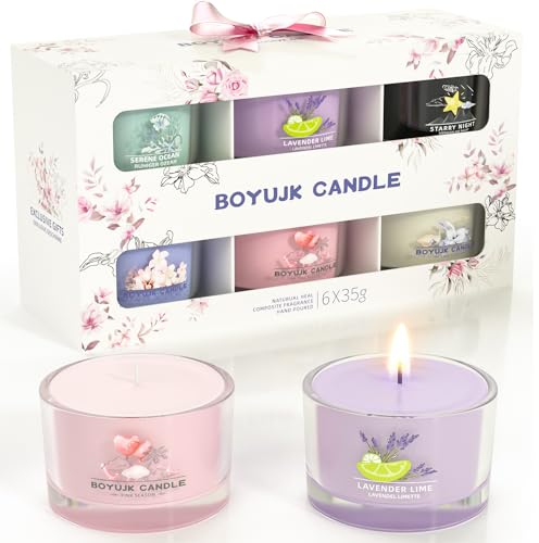 Duftkerzen Geschenke für Frauen | Duftkerzen Geschenkset for Anxiety | 6 Duftkerzen im Glas | Entspannungsgeschenke für Frauen (Elegantes Geschenk)