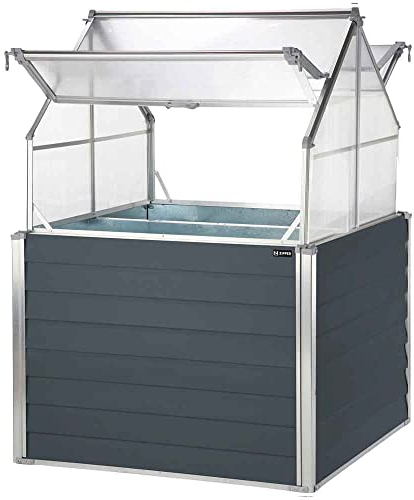 Zipper ZI-BGWH169 Balkon Gewächshaus Mini-Gewächshaus 120x120x169 cm, Grau