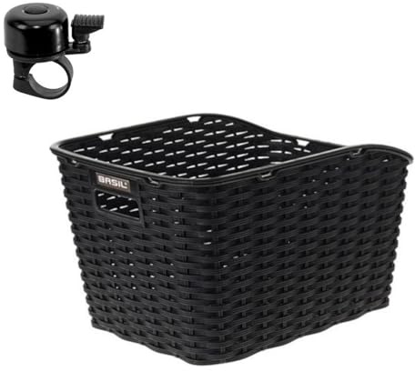Basil Weave WP Fahrradkorb Gepäckträgerkorb hinten Kunststoff Schwarz inkl. Fahrradklingel