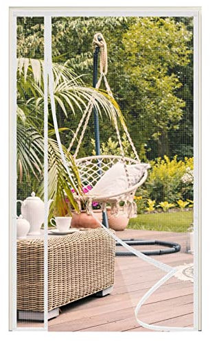 AQKaki Magnet Fliegengitter Tür, 70x210cm Fiberglas Seitliche Öffnung Fliegenvorhang Stärkere Magneten Insektenschutz Balkontür Magnetvorhang Fliegentür Ohne Bohren für Terrassentür Wohnzimmer