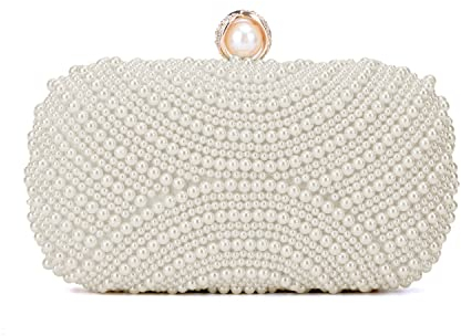 LUI SUI Damen Perle Clutch Geldbörsen Vintage Braut Perlen Abend Clutch Tasche für Hochzeit Cocktail Party Prom