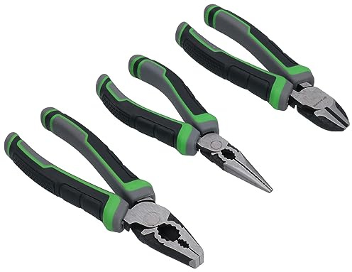 Heavy Duty High Leverage Plier Set Combination Long Nose Side Cutters 3pc