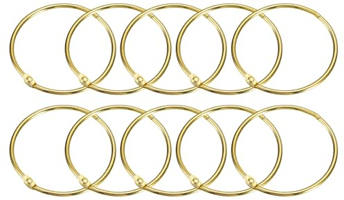 sourcing map 24Pcs 3 Inch Shower Curtain Rings Rustproof Metal Round Shower Hooks Snap Joint Design for Bathroom Shower Rod, Gold