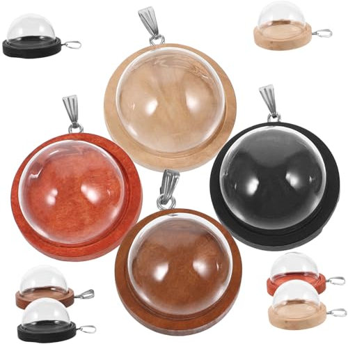 STOBOK 10St Holzglasabdeckung holzperlen wooden beads basteln schmuck machen Lünettenanhänger mit Kuppel Bastelfassungen Halbkreis Glaskugel Halskette schmücken Charme hölzern