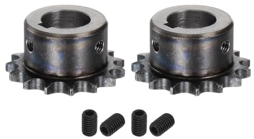 QUARKZMAN 2Pcs Pignon de Chaîne à Rouleaux ISO/DIN 06B-1 Type B, Alésage de 20mm, Pas de 3/8, en Acier A3, Simple Brin, Denture Trempée de 15 Dents