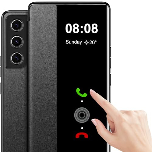 Handyhülle für Samsung Galaxy S23 Hülle Clear View [Touchscreen View] für Samsung S23 5G Hülle Weiche View Flip Leder Stoßfest Schutzhülle Case