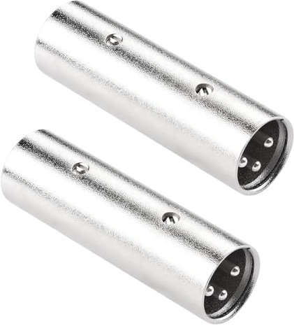 QIANRENON 3Pin XLR Male to XLR Male Microphone Connector Extender XLR Plug to Plug Balanced Audio Adapter XLR Docking Extension Coupler, for Extend XLR Amplifier Mixer Stage Speaker, 2Pcs