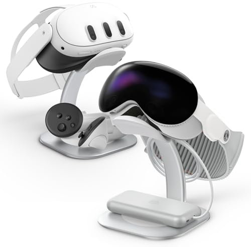 Spigen DR110 Ständer Entwickelt für Apple Visio Pro und Meta Quest 3 / Meta Quest 3S Universeller VR-Headset-Displayhalterung mit Anti Rutsch Silikonbasis - Silber
