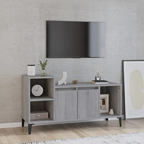 Iiaky Meuble TV Sonoma Gris 100x35x55 cm Bois d'ingénierie,Meuble TV,Table Basse Salon Meuble TV,Table Basse LED Couleurs
