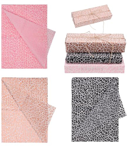 Seidenpapier mit Leopardenmuster, 30 Blatt, 3 Farben, Geschenkverpackung, ideal für Geburtstage, Hochzeiten, Partys, Kunst und Bastelbedarf