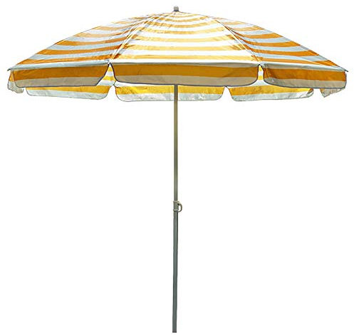 CAFIEDR Petit parasol de plage à rayures avec ancre de sable, portable, imperméable, extérieur, table de marché, abri solaire rond pour balcon,Yellow