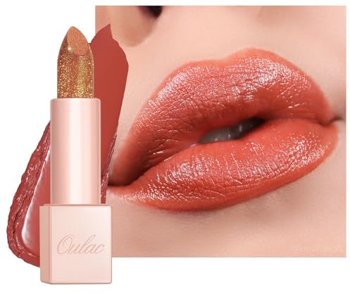 OULAC Rossetto Idratanti Finitura Lucida, Rossetto Glitter Marrone Rossastro Per Labbra Secche, Balsamo Labbra con Luminous Finish, Formula Idratante a Lunga Durata, Infinity Moisture, Vegan 09 Fussy