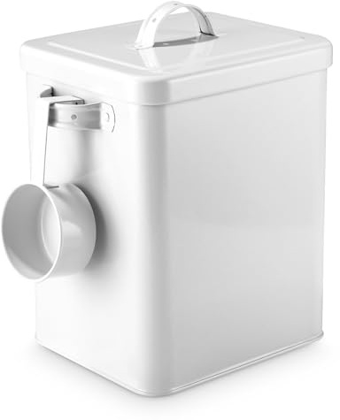 Azyvum tvättmedelsförvaring 6,5 l, metall tvättpulver förvaringslåda, tvättpulver låda med doseringssked, förvaringslåda för hundmat, kattmat, kaffebönor