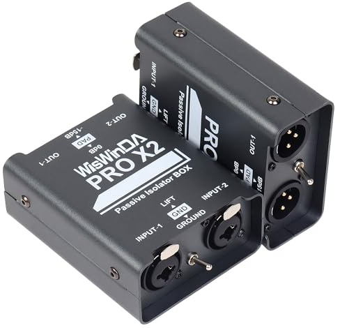 WisWinDa 2Channels XLR/TS/TRS Passive Hum Eliminator Box for Audio Equipments Ground Loop Isolator Noise Filter for Different Audio Systems Using (WDISO-Pro X2)