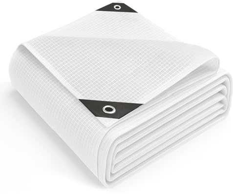 Keplin 3x4m Waterproof Tarpaulin Cover Sheet 100gsm - Heavy Duty, Mould-Resistant, Easy to Wash -PE Material, Reinforced Edges with Metal Eyelets -Clear Mesh -Ideal for Indoor-Outdoor Protection