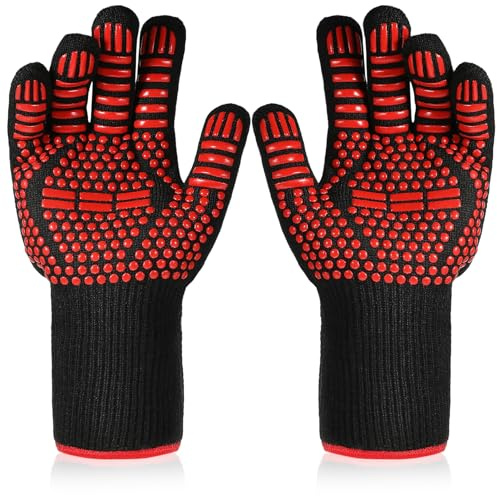 CIYODO Thermal Insulated Gloves Bbq Gloves Heat Resistant Fireproof Mitts for Cooking Oven Mitts Safety for Stove Grill Fire Pit