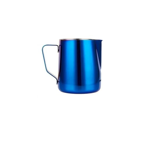 WENYOG Pot à Lait Pichet à Lait en Acier Inoxydable 304, mousseur à Latte, Tasse d'art, pichet à Mousse de Lait, crémier, Machine à Mousse de Lait, 350/600ML(600ml,Titanium Blue)