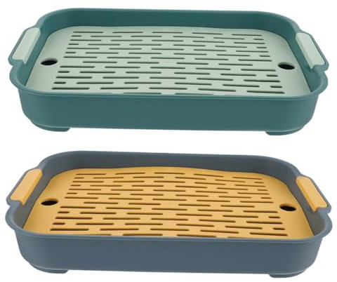 YARNOW 2 Stücke Kleintier-Toilette Rechteckig Mit Erhöhtem Abschluss Praktische Kaninchen Meerschweinchen Und Hamster Katzentoilette Für Training Und Käfiggebrauch