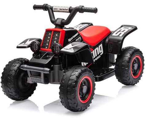 Garvee Quad Eléctrico Niño 6V, Coche Eléctrico para Niños con LED Y Música, 1,8 km/h con Botón, Arranque de Larga Autonomía, ATV para Niños 3+ Años
