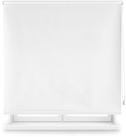 Estor Enrollable Opaco Liso - Blanco Roto, 90 x 175cm (Ancho x Largo)/Tamaño de la Tela 87 x 170cm