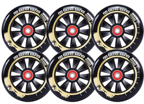 JCCHT 90 mm, 100 mm, 110 mm, 125 mm, Speed-Inline-Skate-Räder, 85A, Ersatzräder für Speedskating im Freien, 6er-Pack,Schwarz,125mm