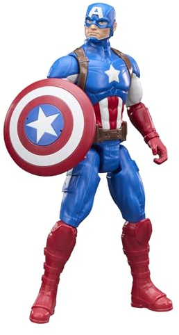 Marvel Avengers Titan Series, Figurine Captain America de 29 cm, Jouets de Super-héros pour Enfants, dès 4 Ans, Bleu et Blanc avec Détails Rouges
