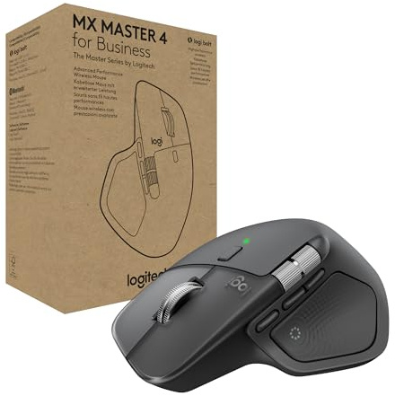 Logitech MX Master 4 for Business, Wireless Mouse with Quiet Clicks, 8K DPI, MagSpeed Scrolling, Logi Bolt Receiver, Bluetooth, Actions Ring, Haptics, USB-C Charging – Graphite