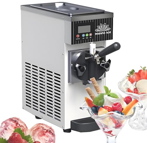 TozMvi Commercial Ice Cream Maker Machine 450W Single Flavor Soft Serve Ice Cream Machine 3.5L Ice Cream Machine with Pre-Cooling, Auto Clean,for Restaurant Snack Bar Cream