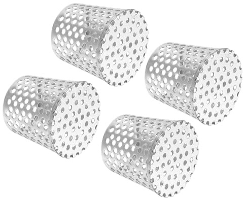 PATIKIL Gutter Guard Filter 3-2.4, 4 Pack 75 x 60 mm PVC Termination Cap Mesh Screen Vent Cover Stainless Steel Conical Exhaust Pipe Cover Guard Filter Strainer for Downspout Silver