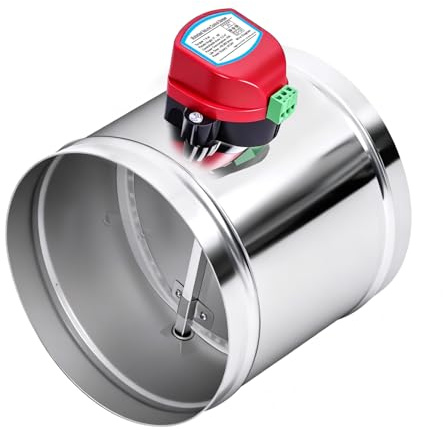 ZOWZEA 8 Motorized Duct Damper,On/Off Backdraft Damper Control, Stainless Steel Airflow Control Damper for HVAC System, 24V DC