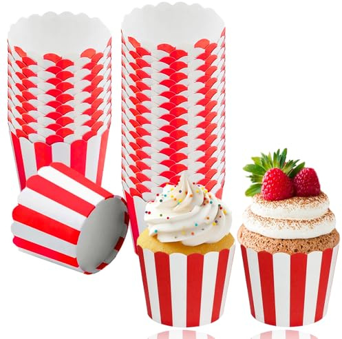 Foonary - Set di 50 pirottini per cupcake, a strisce, per cupcake, cupcake, cupcake, per feste di compleanno, matrimoni e caramelle, per feste di Halloween