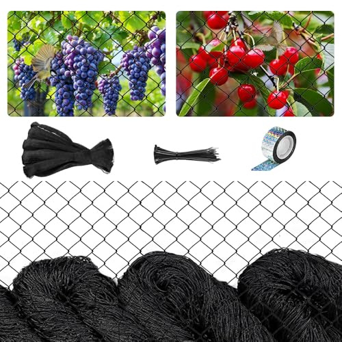 DAJASD Fågelskyddsnät, 7,5 m x 15 m fågelnät, maskigt, duvnät, väder- och UV-beständigt, trädgårdsnät, kattnät för att skydda fruktträd balkong och grönsaker från fåglar (maskstorlek 5 x 5 cm)
