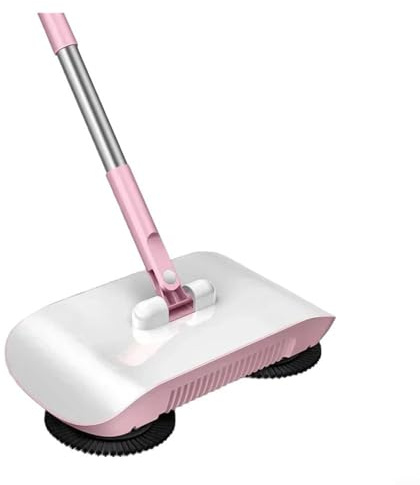 CNANRNANC Spazzatrice a spinta manuale con funzioni robot aspirapolvere e mocio, progettata per una pulizia efficace su vari tipi di pavimento sia all'interno che all'esterno (rosa)