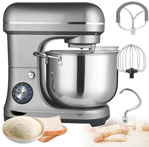 Kommerzieller Lebensmittelmixer 2000W, 10L Standmixer mit großer Kapazität, 8 Geschwindigkeiten mit Knethaken, Rührhaken und Eierschlägel, ideal für Bäckereien und Restaurants